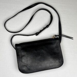 Madewell Black Leather Crossbody Convertible Bag Adjustable Strap Zip Top $120